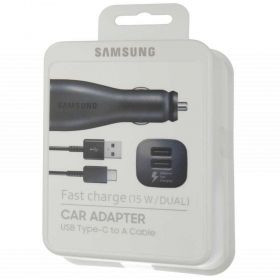 Incarcator auto rapid Samsung S8 Dual USB 2.0, cablu USB Type-C, 2000 mAh,