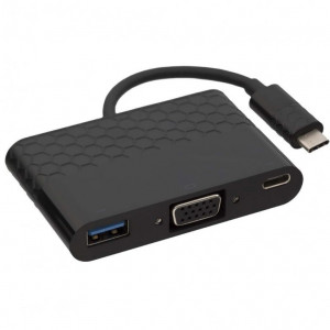 Adaptor multiport USB-C 3.1 – VGA + USB-C 2.0 + USB-A 3.0, Kit CVGAUSBADP Negru