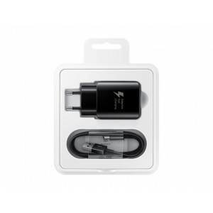 Incarcator Retea cu cablu USB Tip-C Samsung 25w EP-TA300CBEGWW, Fast Charging, Negru, Blister