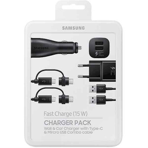 Set incarcare Charger Pack Samsung , Incarcator auto + incarcator retea + 2 cabluri