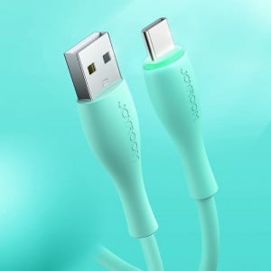 Cablu date USB C Type C cu LED Joyroom USB - USB Type C cable 3 A 1 m Green (S-1030M8)