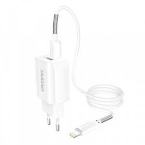 Incarcator iPhone Dudao cu cablu iPhone 2x USB 5V / 2.4A + Lightning cable white