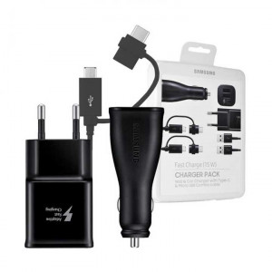 Set incarcare Charger Pack Samsung , Incarcator auto + incarcator retea + 2 cabluri