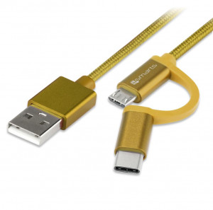 Cablu date USB C Type C magnetic + micro usb Gold