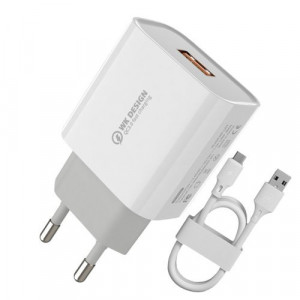 Incarcator cu cablu Type C Quick Charge 3.0 wall charger 2x USB 18 W 2,4 A + USB - USB Type C