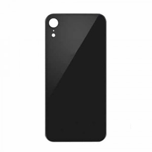 Sticla geam spate capac iPhone XR negru ( cu gaura camera mare)