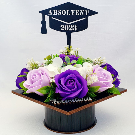 Aranjament floral "Absolvent 2023"- mov/lila (cod 1870)