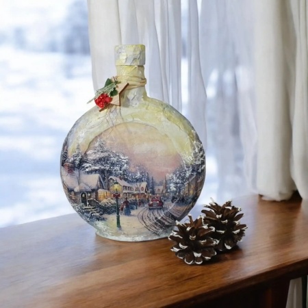 Cadouri de Craciun- Sticla handmade (cod 2113)