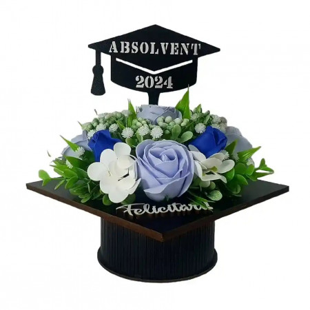 Aranjament floral "Absolvent 2024"-albastru (cod 2059)