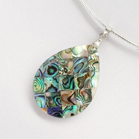 Pandantiv Paua Abalone Shell, lacrima, 30*40 mm