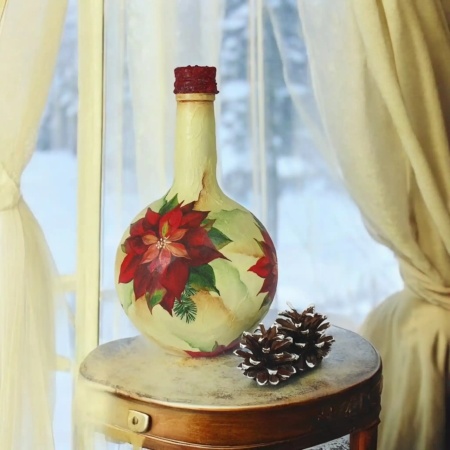 Cadouri de Craciun- Sticla handmade (cod 2117)
