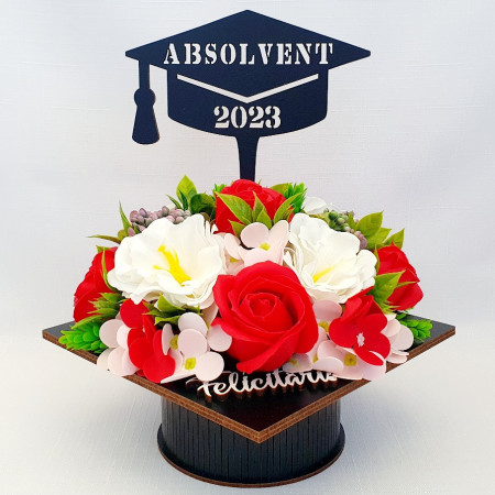 Aranjament floral "Absolvent 2023"- rosu (cod 1871)