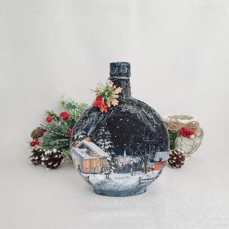 Cadouri de Craciun- Sticla handmade (cod 1534)