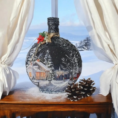 Cadouri de Craciun- Sticla handmade (cod 2114)