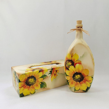 Cadouri handmade- sticla 750 ml "Floarea Soarelui" (cod 1675)
