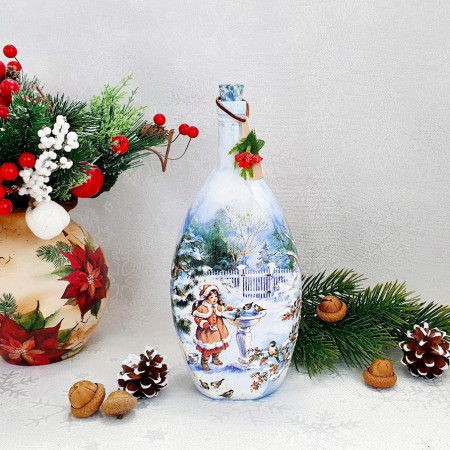 Cadouri de Craciun- Sticla handmade (cod 1714)