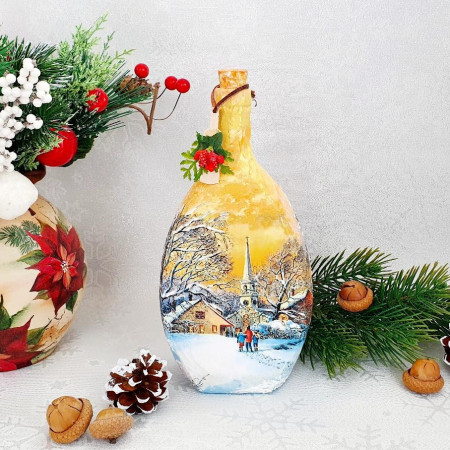Cadouri de Craciun- Sticla handmade (cod 1718)