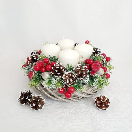 Coronita de Advent - merisoare rosii (cod 1528)
