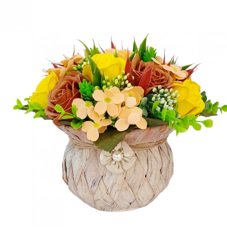 Cos rustic cu flori de sapun (cod 1846)