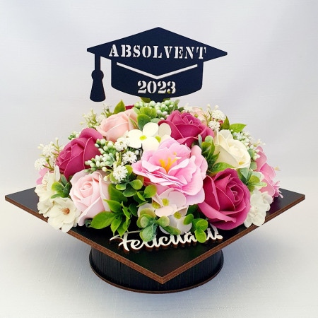 Aranjament floral "Absolvent 2023"- roz/crem (cod 1872)