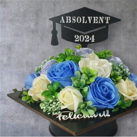 Aranjament Toca-flori de sapun/albastru (cod 2080)