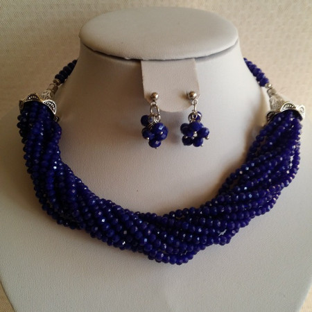 Set din cristal albastru cobalt