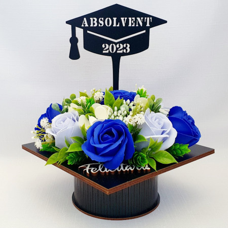 Aranjament floral "Absolvent 2023"- albastru (cod 1867)