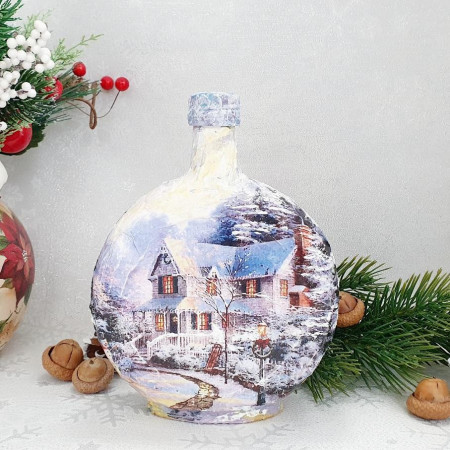 Cadouri de Craciun- Sticla handmade (cod 1708)