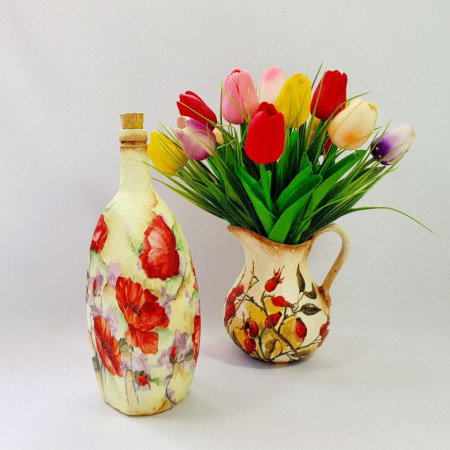 Cadouri handmade- sticla 750 ml "Maci (cod 1676)