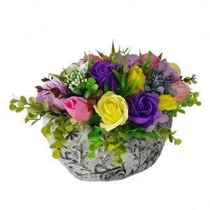 Aranjament 8 Martie-vas ceramic barcuta (cod 2046) poza2