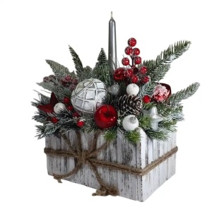Aranjament de Craciun in cos de lemn -"Craciun rustic" (cod 2164)poza4