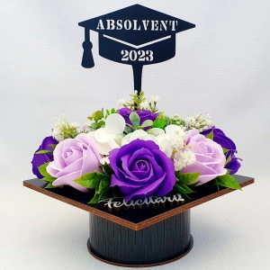 Aranjament floral "Absolvent 2023"- mov/lila (cod 1870)