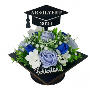 Aranjament floral "Absolvent 2024"-albastru (cod 2059)poza3
