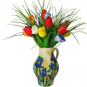 Aranjament floral cu lalele de silicon si crocus  (cod 2028) poza12