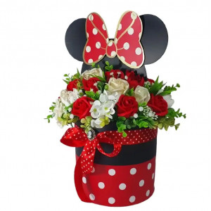 Aranjament floral in cutie "Minnie"- (cod 2050)poza 3