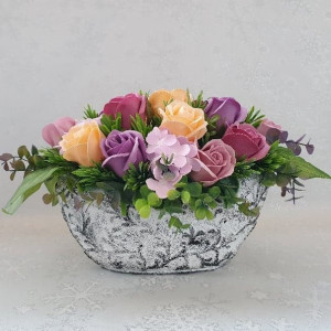 Aranjament flori de sapun-"Roses"-barcuta (cod 1300) 4
