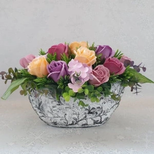 Aranjament flori de sapun-"Roses"-barcuta (cod 1300) 4