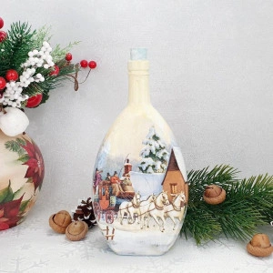 Cadouri de Craciun- Sticla handmade (cod 1722)
