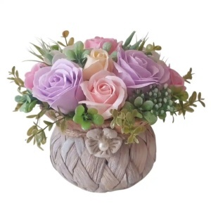 Cos rustic cu flori de sapun (cod 2338)poza 2