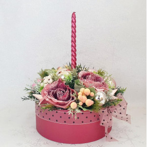 Decoratiune de Craciun in cutie de carton- "Burgundy"" (cod 1757)5