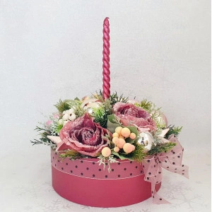 Decoratiune de Craciun in cutie de carton- "Burgundy"" (cod 1757)5