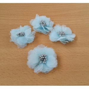 Flori din material textil pentru bijuterii-albastru deschis
