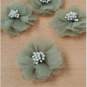 Flori din material textil pentru bijuterii-verde 12