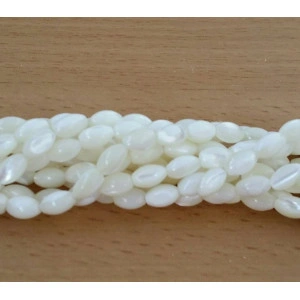Margele de sidef albe, bob de orez 6*9 mm
