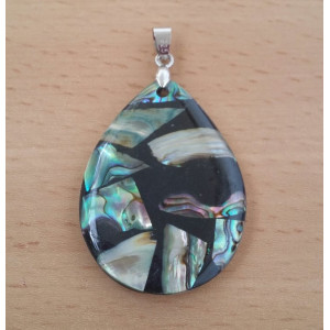 Pandantiv Paua Abalone Shell, lacrima, 31x40 mm - Img 1