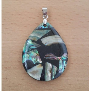 Pandantiv Paua Abalone Shell, lacrima, 31x40 mm