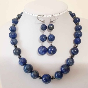 Set bijuterii din margele de lapis lazuli (cod 211)