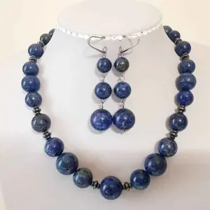 Set bijuterii din margele de lapis lazuli (cod 211)