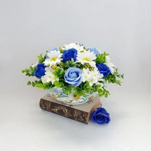 Aranjament din flori de sapun "Blue and White" (cod 1461) 750
