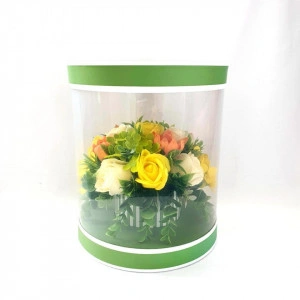 Aranjament floral- cutie cilindrica transparenta verde (cod 1624)-6